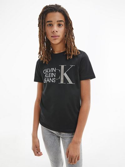 Calvin Klein Ruhák HU569809 | Calvin Klein Organic Cotton Logo Fiu Póló Fekete